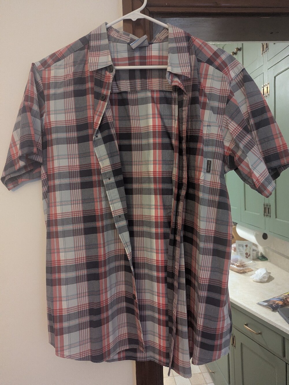 Columbia - Men's Short-Sleeve Plaid Button-Up Shirt - Blue & Red